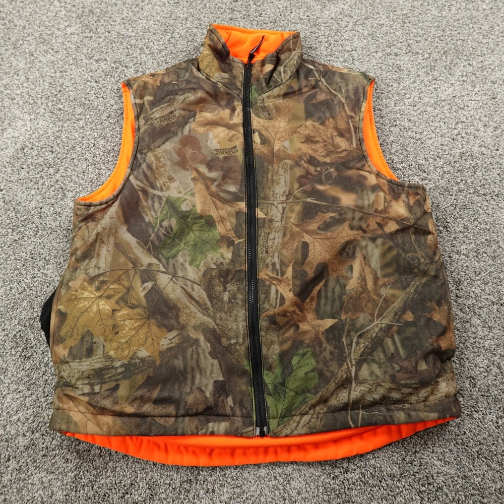 Woolrich Vest Mens M Realtree Timber Camo Reversible Blaze Hunting Zip‎ Jacket